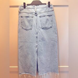 Agolde Della Denim Midi Skirt with Frayed Hem